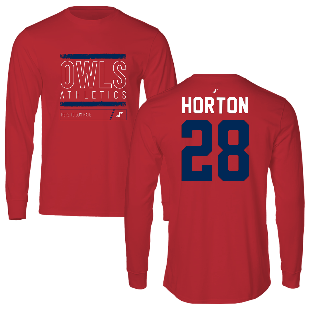 Florida Atlantic University Football Red Dominate Long Sleeve - #28 Zyere Horton