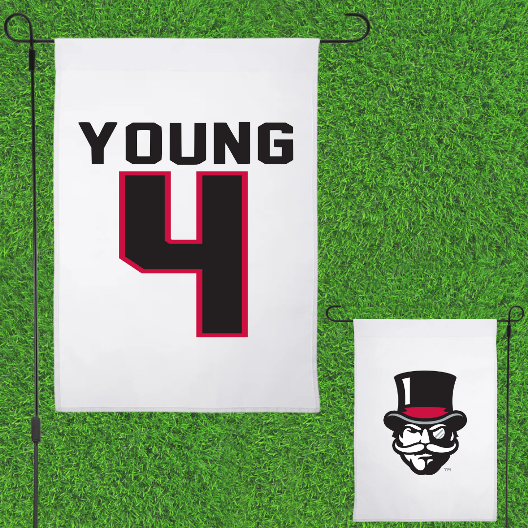 Austin Peay State University Soccer White Garden Flag - #4 Carolyne Young