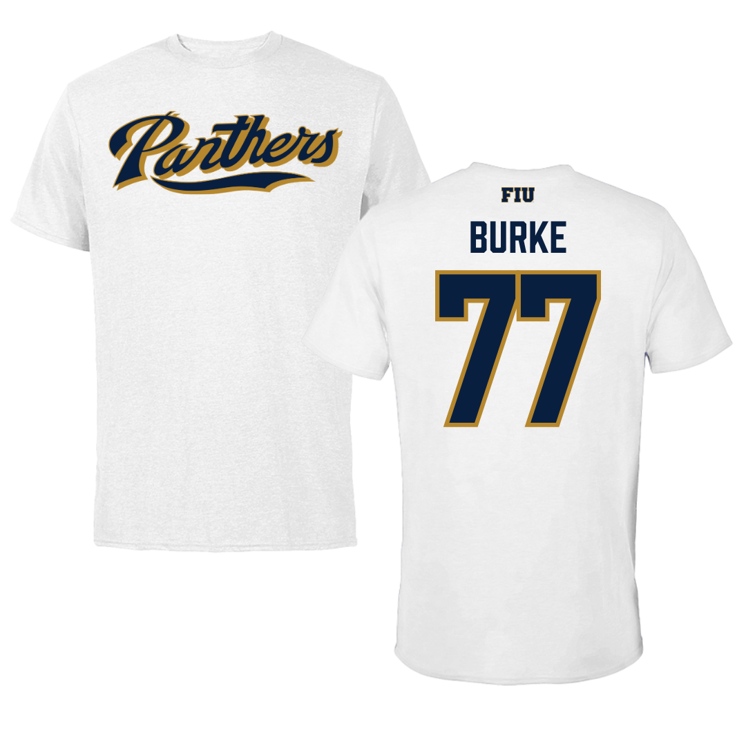 Florida International University Football White Tee - #77 Travis Burke