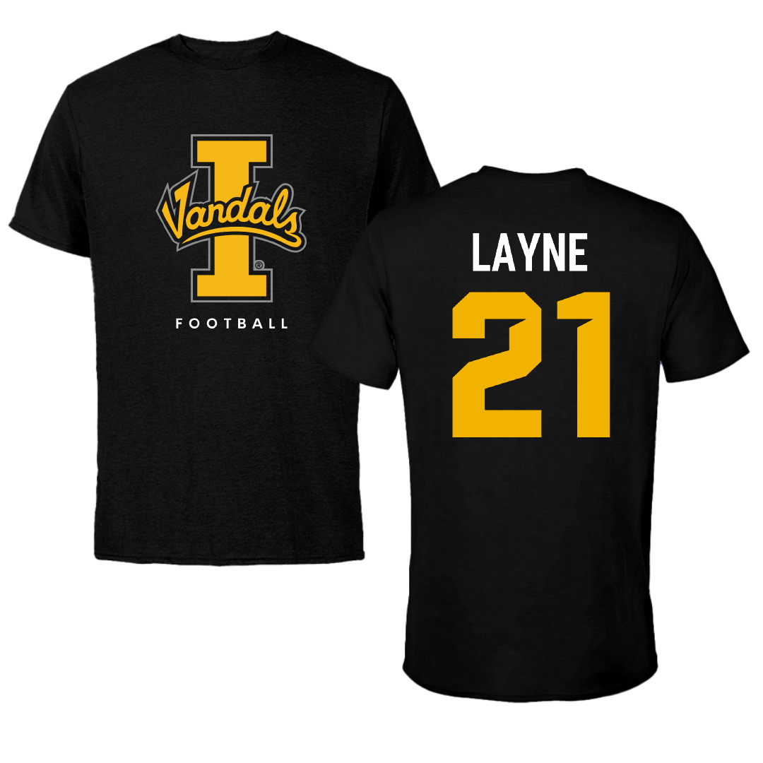 University of Idaho Football Black Vandals Tee - #21 Dylan Layne