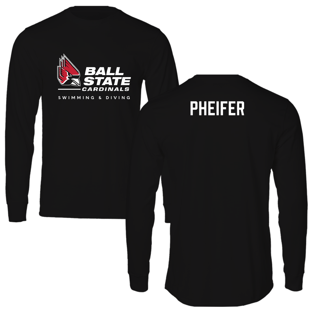 Ball State University Swimming & Diving Black Performance Long Sleeve - Ethan Pheifer