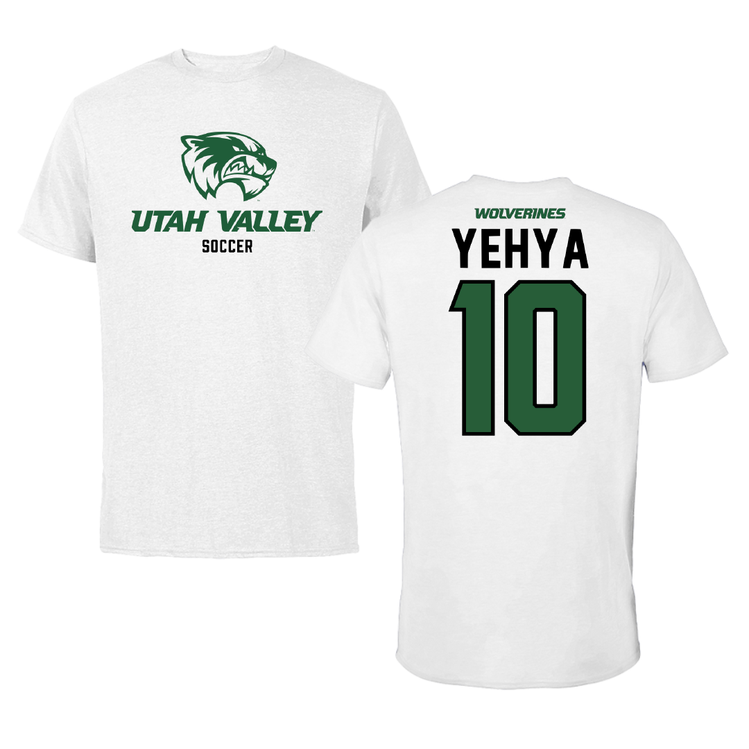 Utah Valley University Soccer White Tee - #10 Omar Yehya