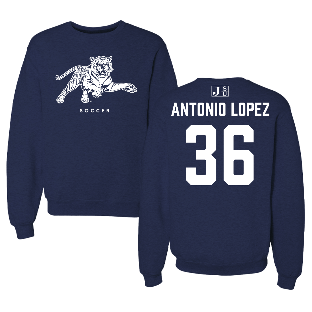Jackson State University Soccer Navy Crewneck - #36 Karime Antonio Lopez