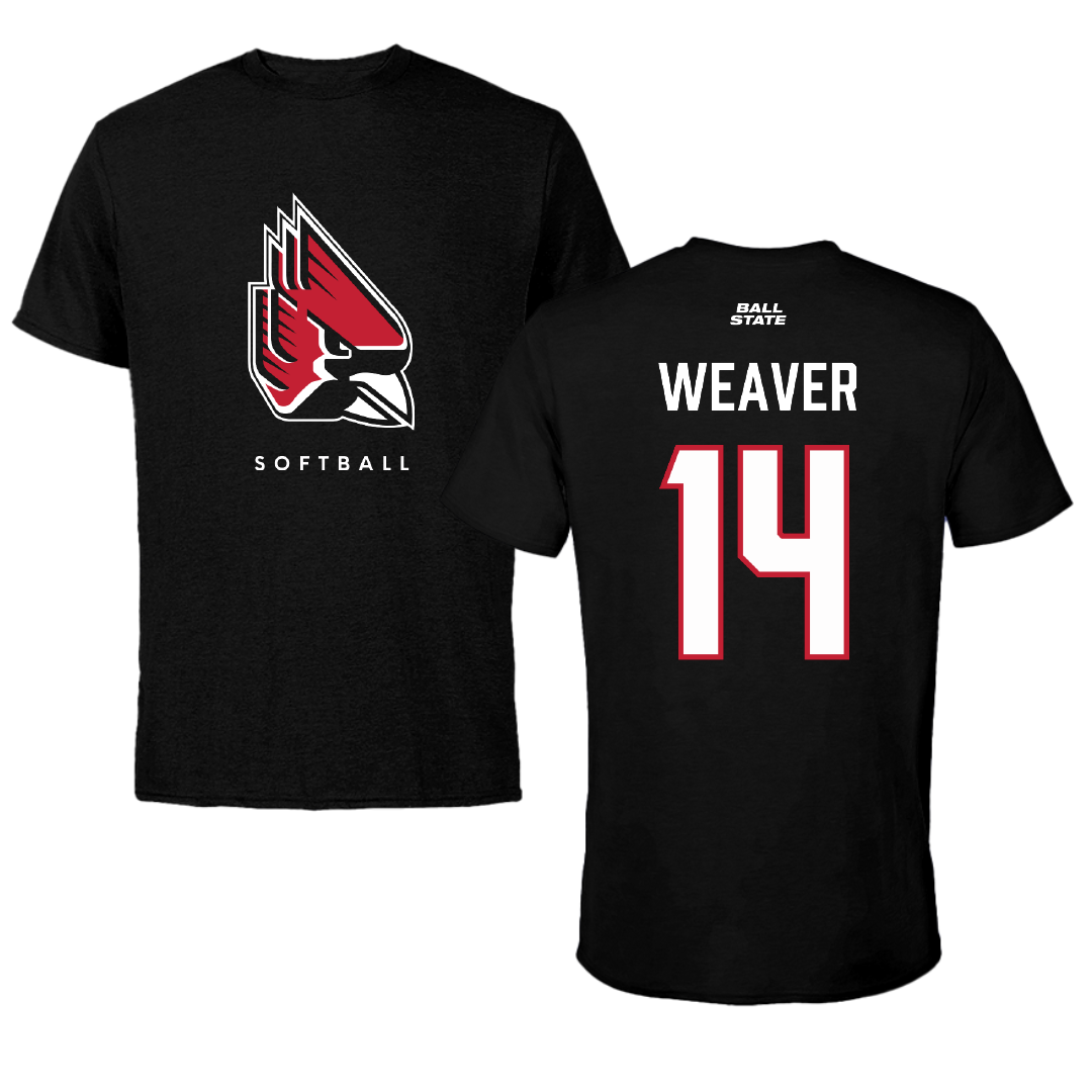 Ball State University Softball Black Performance Tee - #14 Maddie Weaver