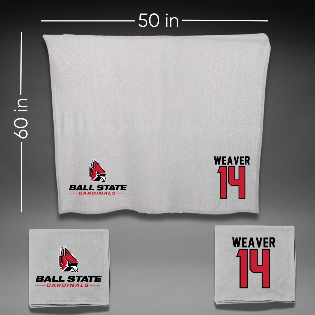 Ball State University Softball Gray Blanket - #14 Maddie Weaver