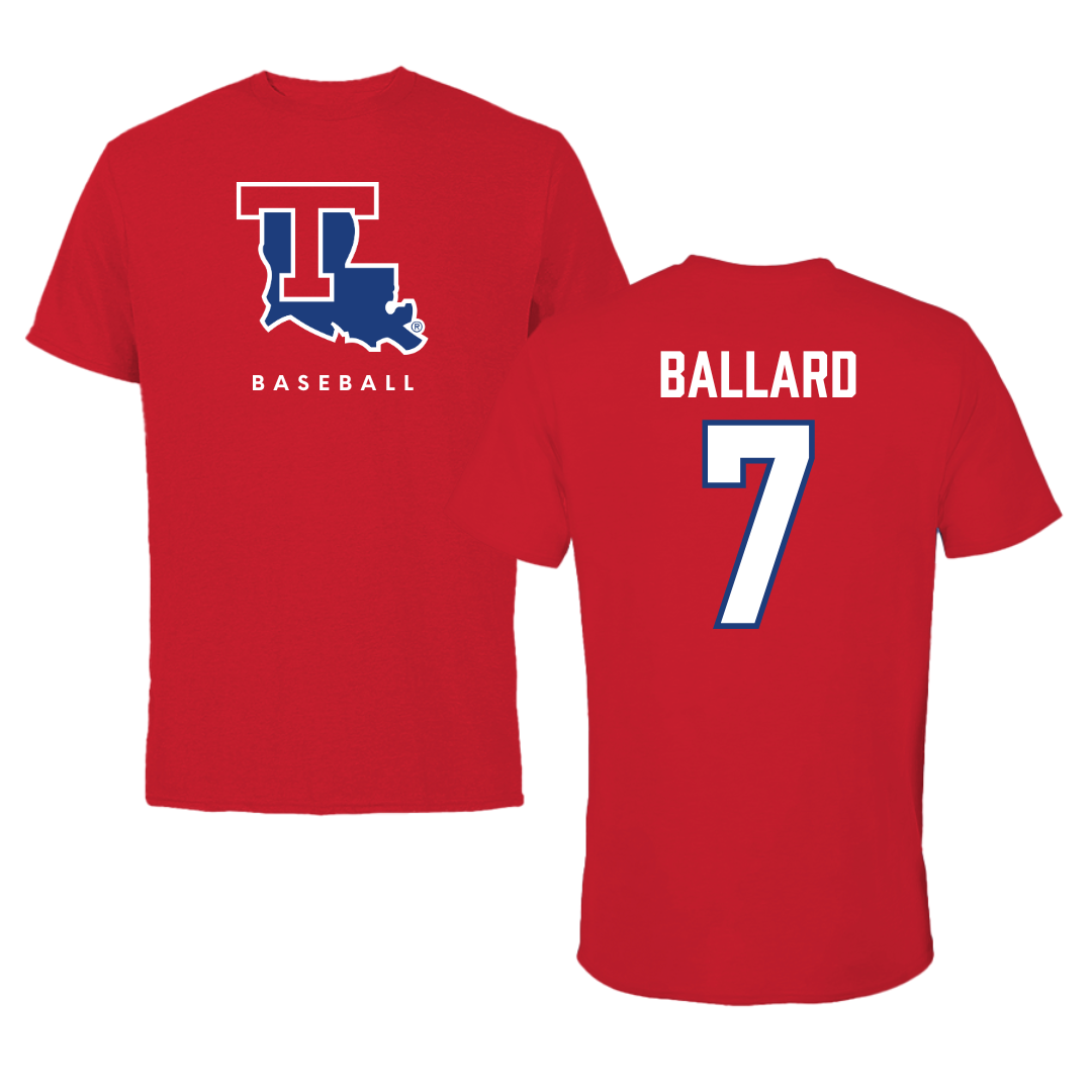 Louisiana Tech University Baseball Red Performance Tee - #7 Mike Ballard