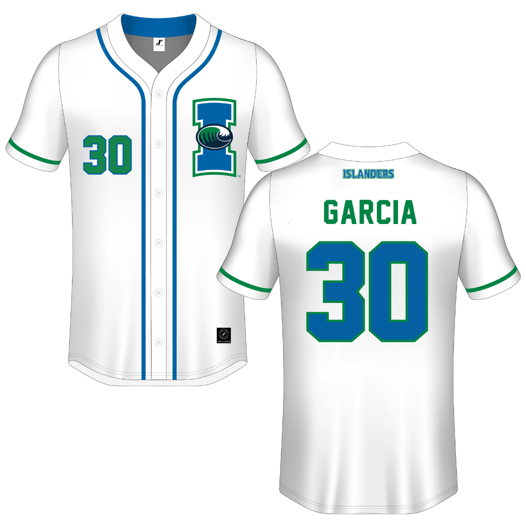 Texas A&M University-Corpus Christi White Button-Down Jersey - #30 Zach Garcia