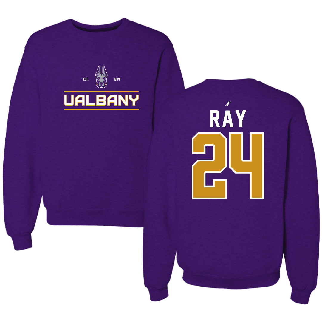 University at Albany Basketball Purple General Crewneck - #24 Abby Ray