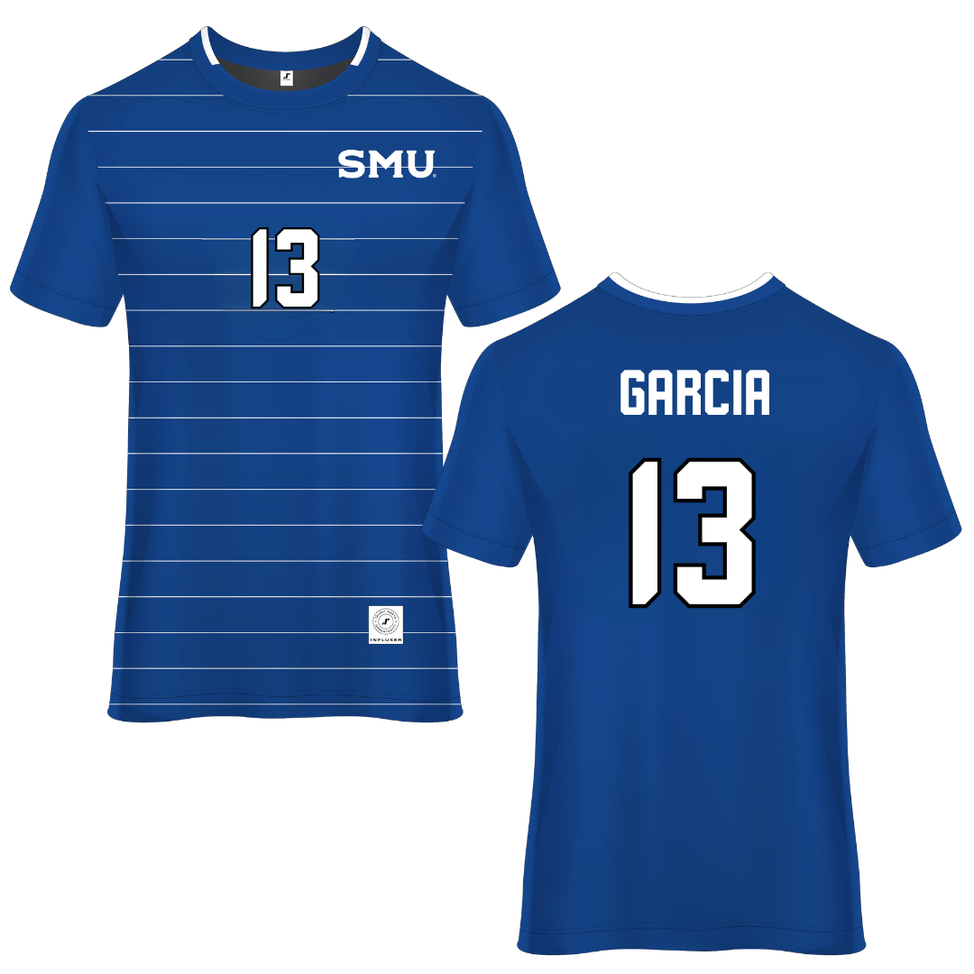 Southern Methodist University Blue Soccer Jersey - #13 Richie Garcia