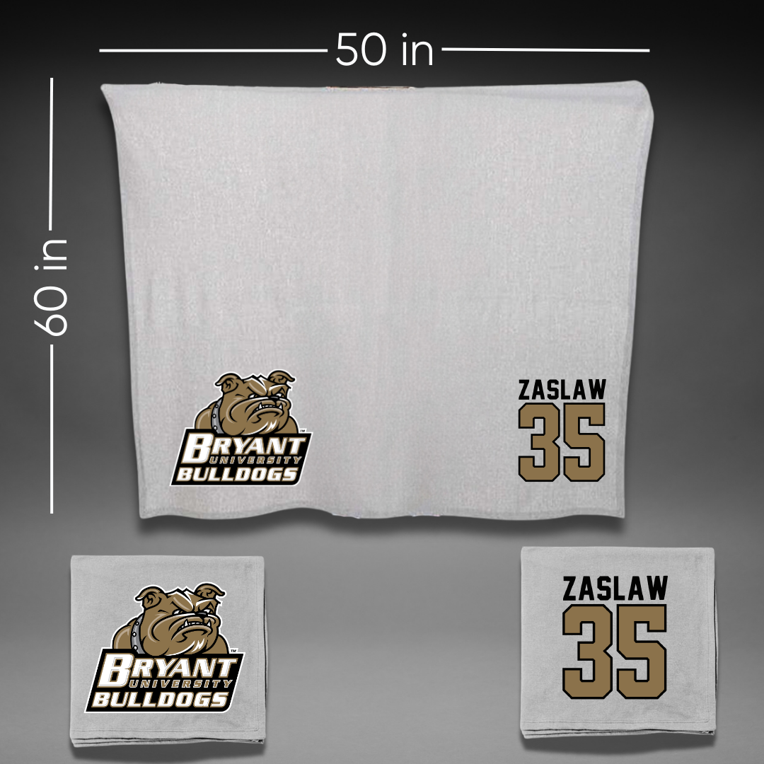 Bryant University Baseball Gray Blanket - #35 Sean Zaslaw