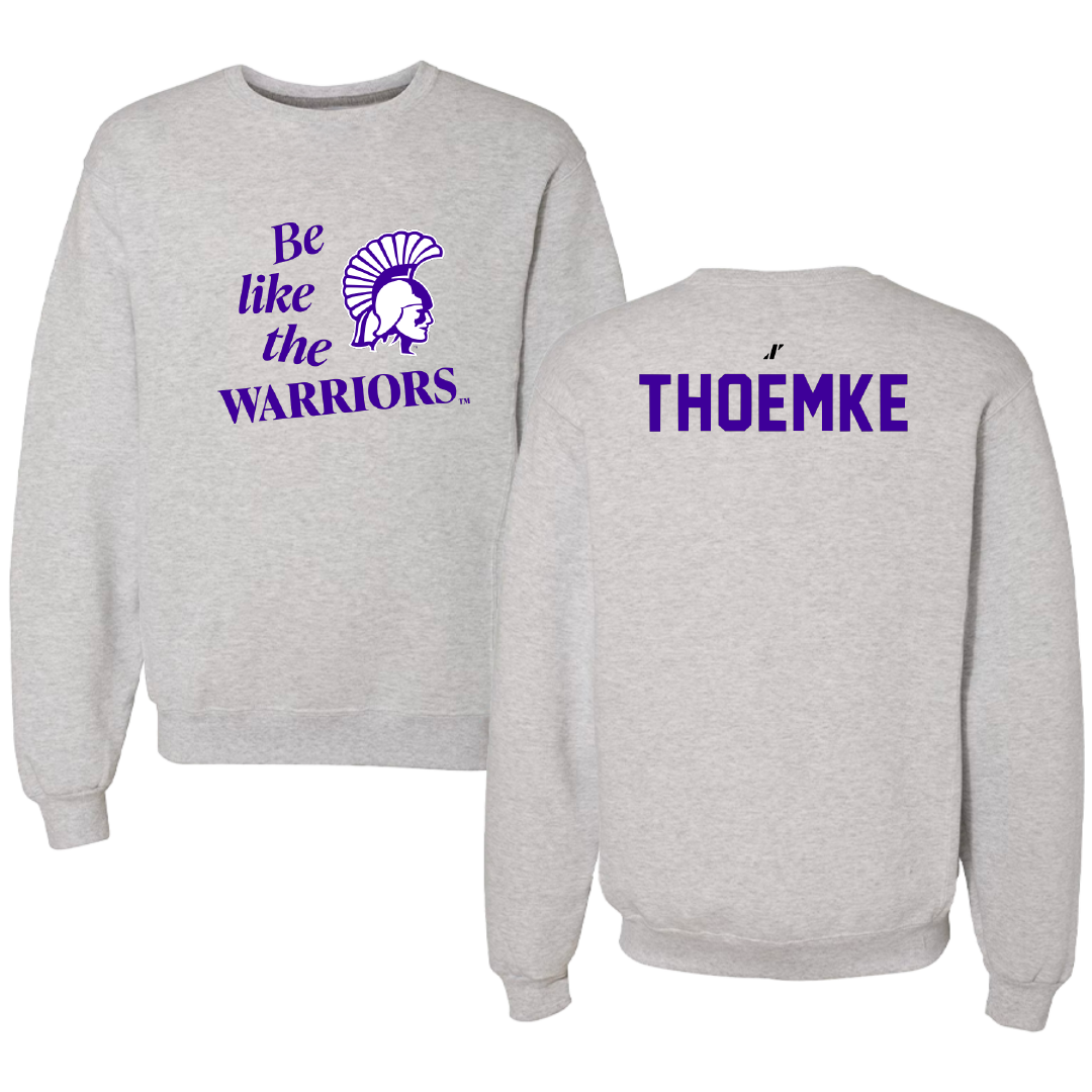 Winona State University Tennis Light Gray Be Like Us Crewneck - Clara Thoemke