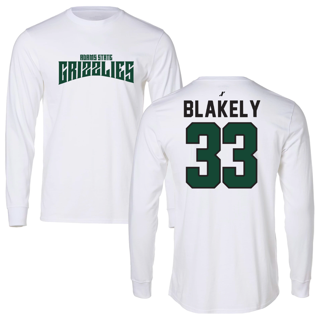 Adams State University Football White Classic Long Sleeve - #33 Psyer Blakely