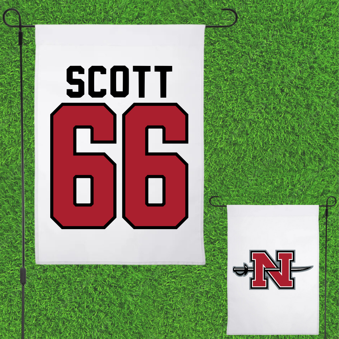 Nicholls State University Football White Garden Flag - #66 Sameij Scott