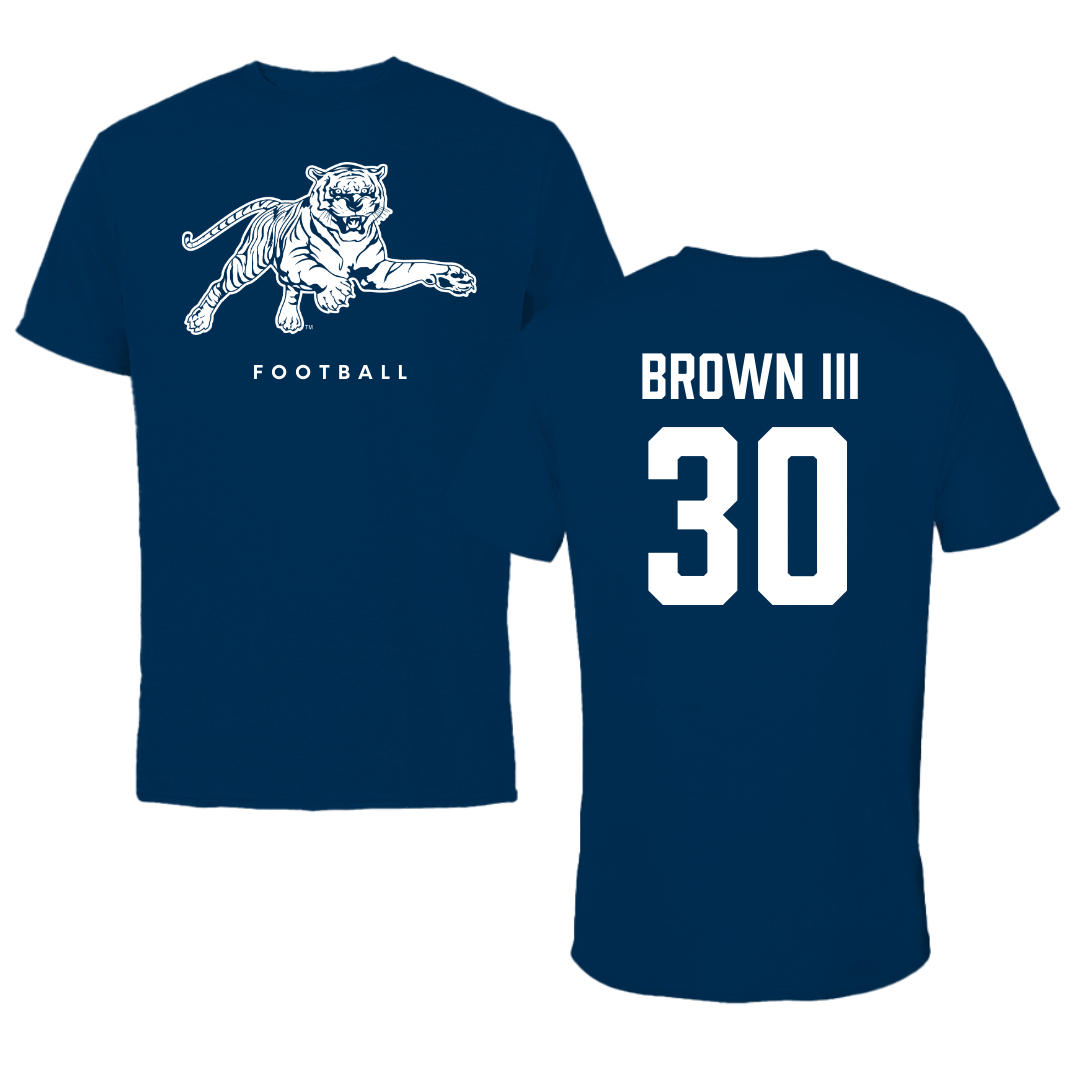 Jackson State University Football Navy Tee - #30 John Brown III