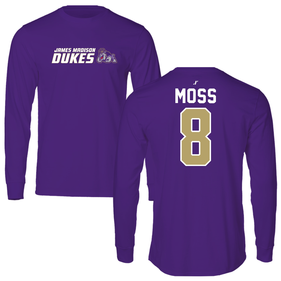 James Madison University Football Purple General Performance Long Sleeve - #8 Max Moss