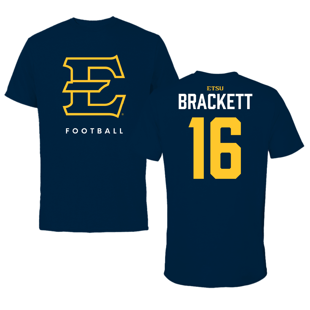 East Tennessee State University Football Navy Tee - #16 Nate Brackett