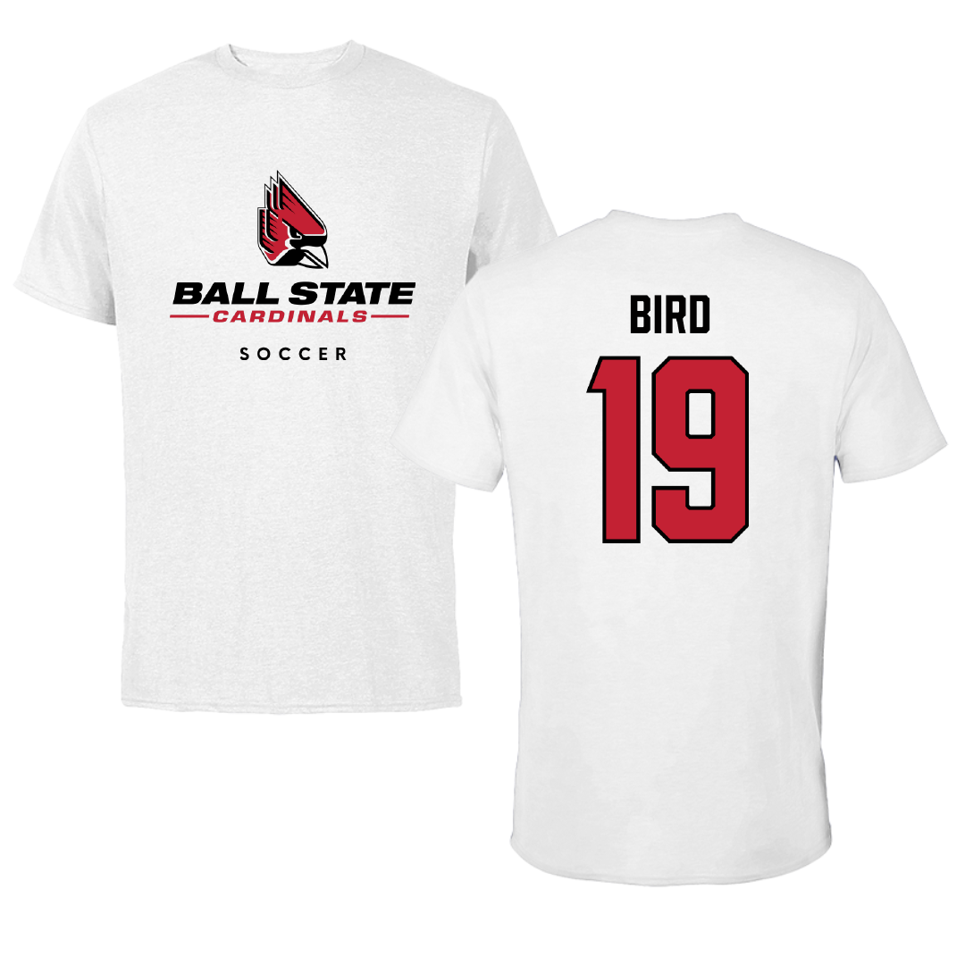 Ball State University Soccer White Performance Tee - #19 Sami Bird