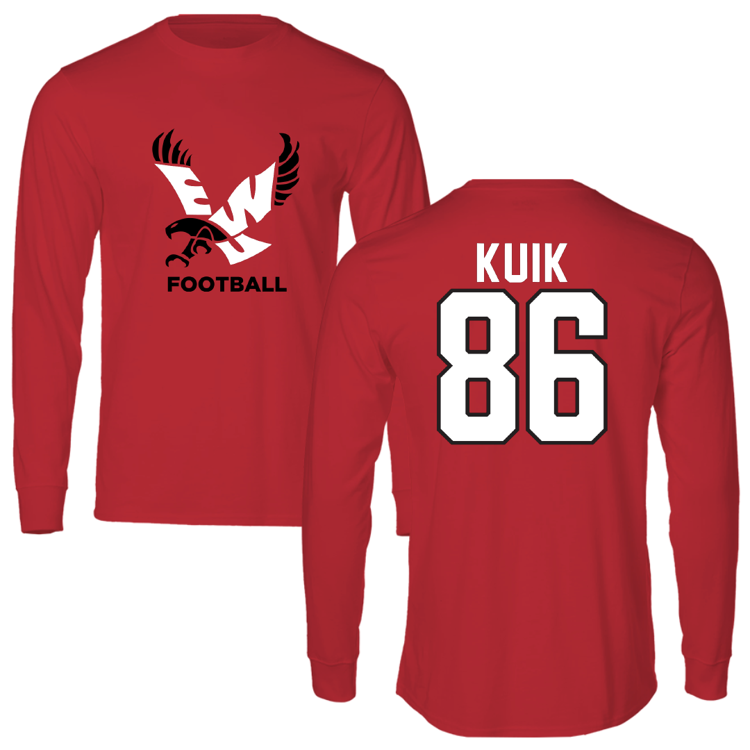 Eastern Washington University Football Red EWU Long Sleeve - #86 Braden Kuik