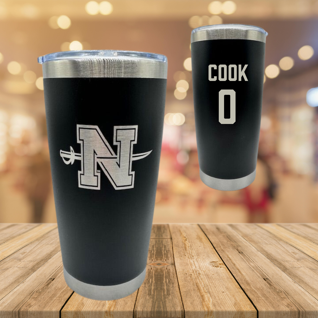 Nicholls State University Soccer Black Stainless Steel Tumbler - #0 Megan Cook