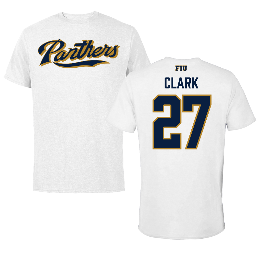 Florida International University Football White Performance Tee - #27 Mister Clark