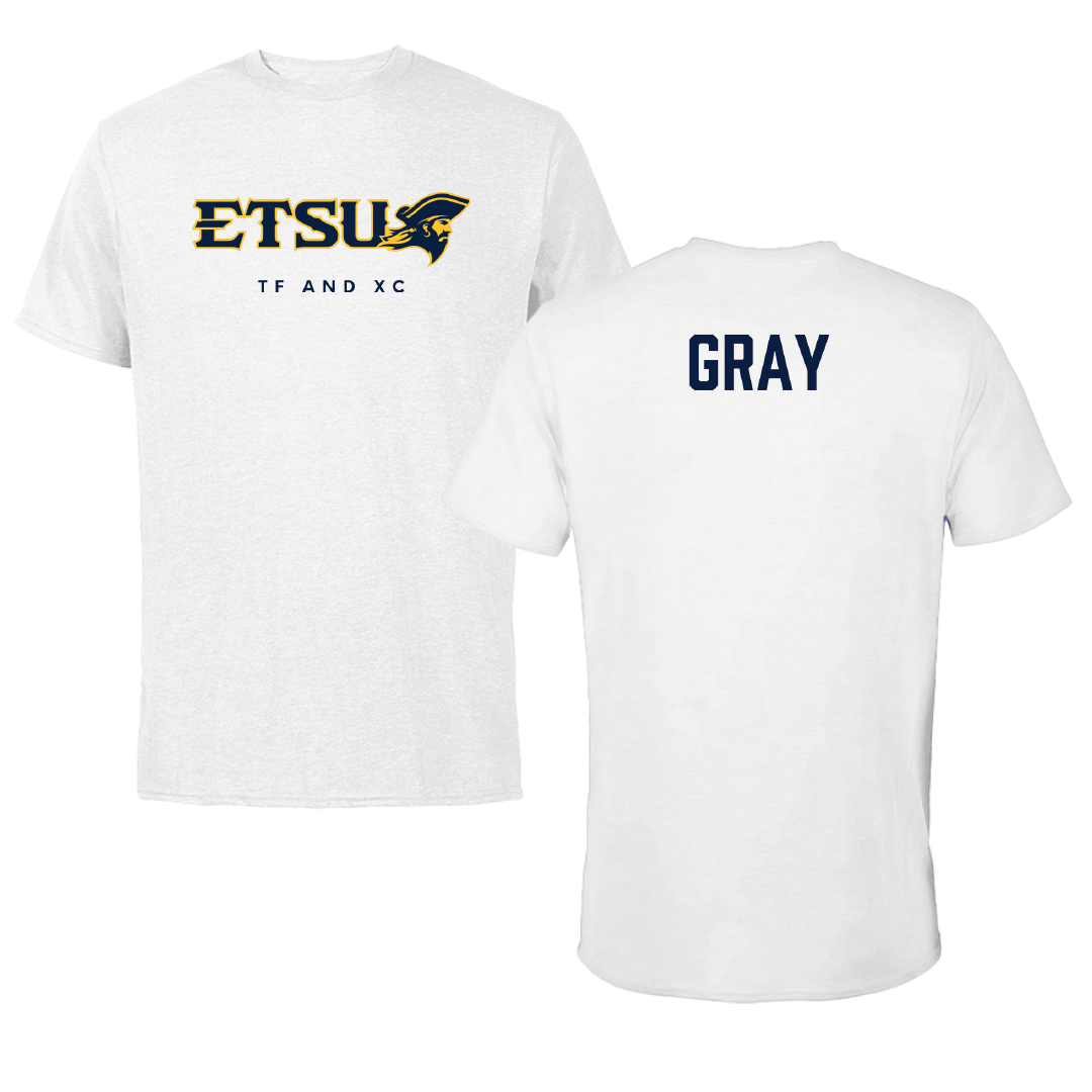 East Tennessee State University TF and XC White Performance Tee - Bonita Gray