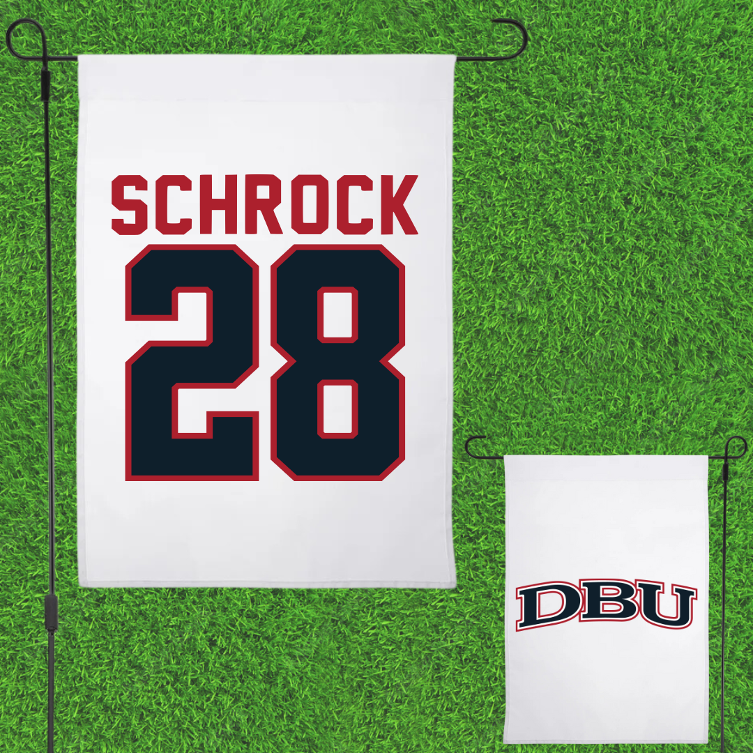 Dallas Baptist University Soccer White Garden Flag - #28 Sophia Schrock