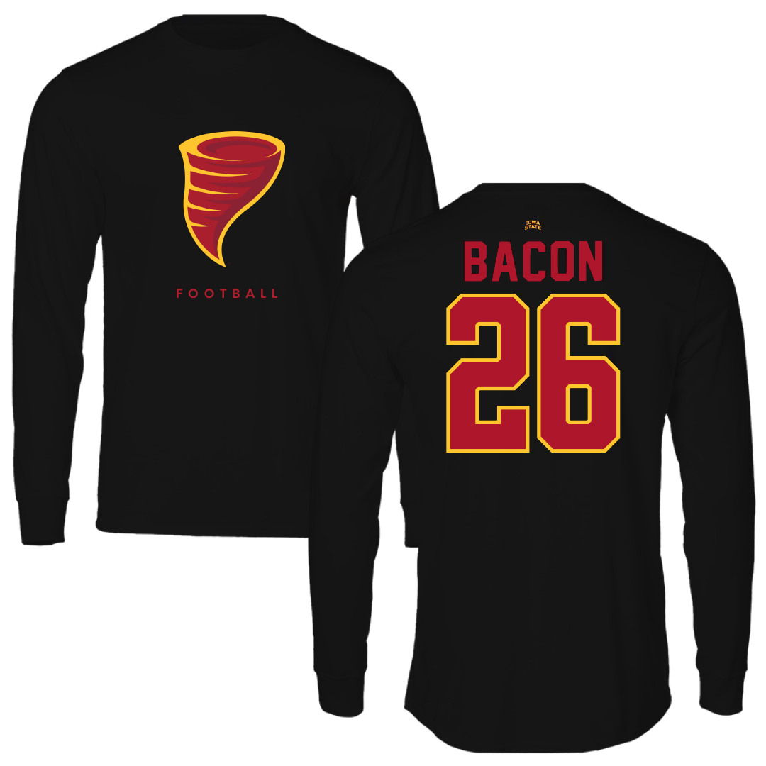 Iowa State University Football Black Long Sleeve - #26 Caleb Bacon