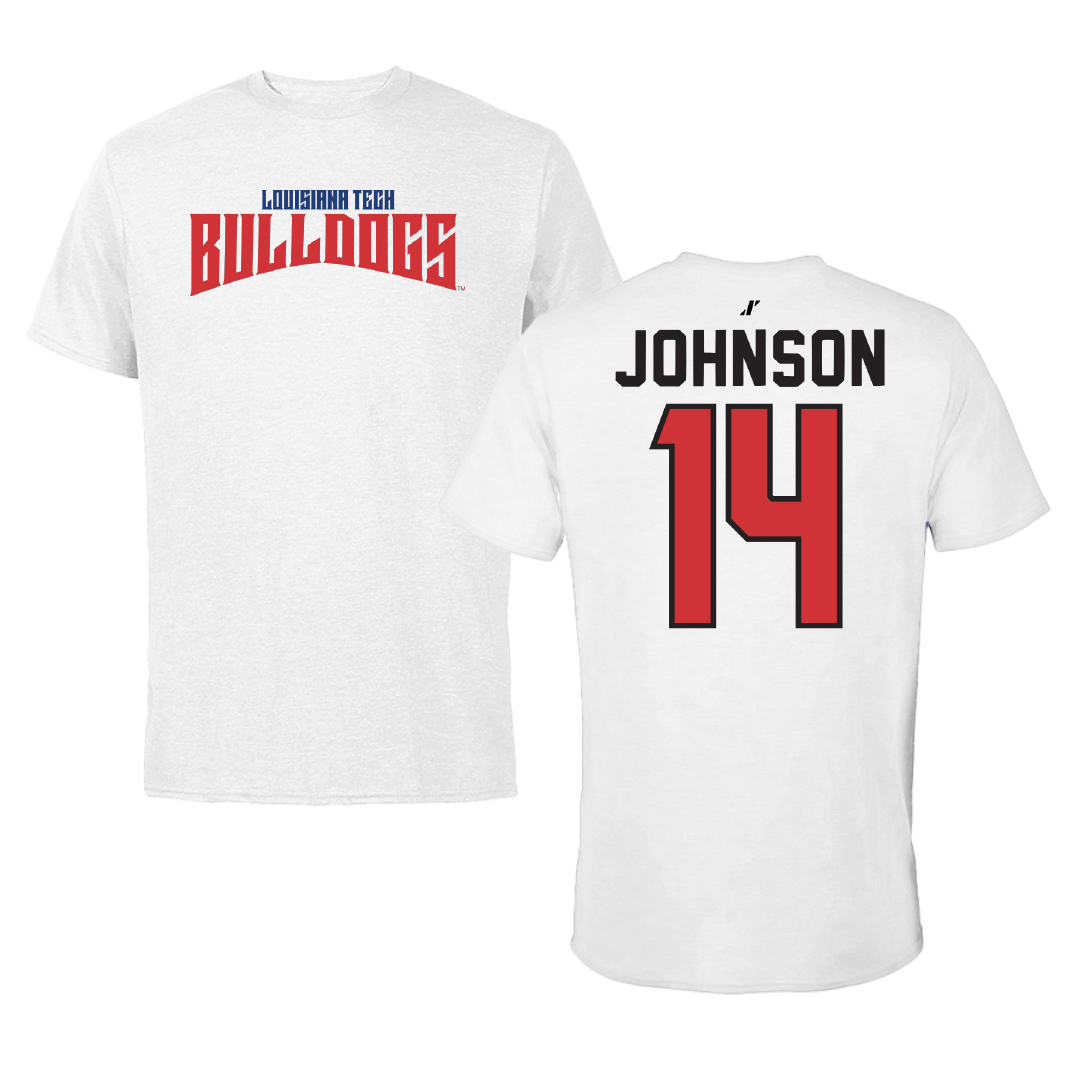 Louisiana Tech University Volleyball White Classic Performance Tee - #14 McKenzie Johnson