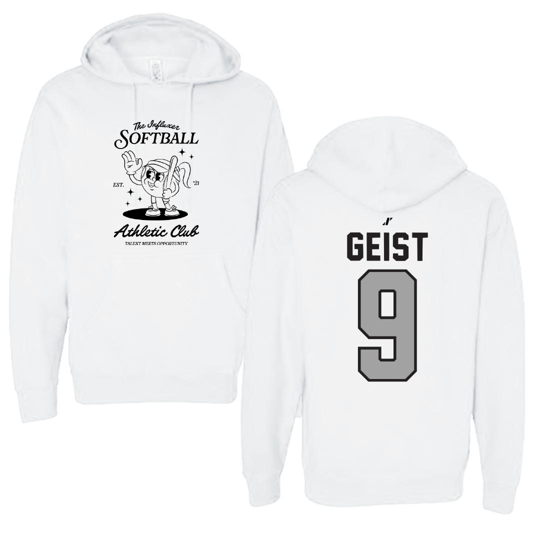 Softball White Influxer Athletic Club Hoodie - #9 Jaiden Geist