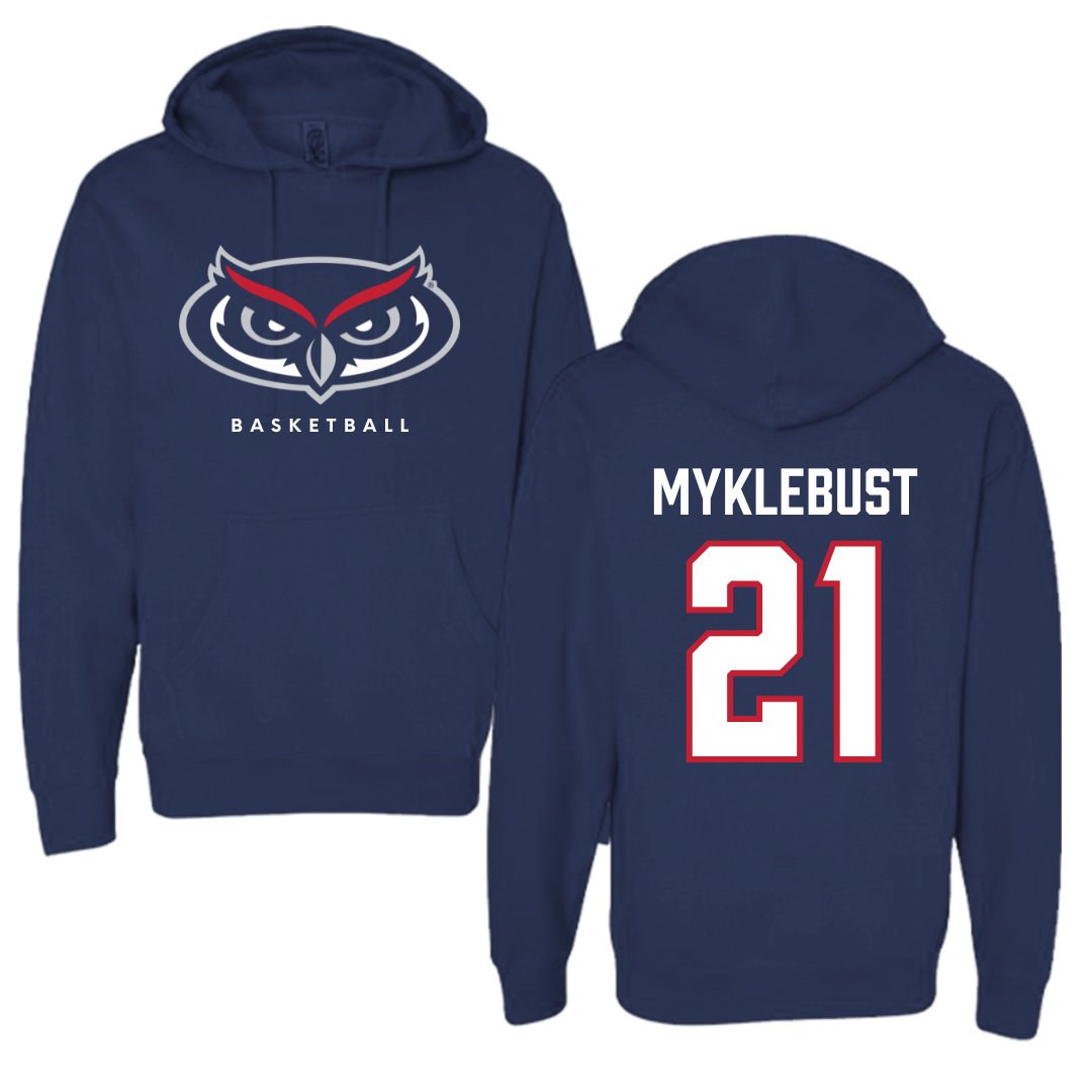 Florida Atlantic University Basketball Navy Mascot Hoodie - #21 Maria Myklebust