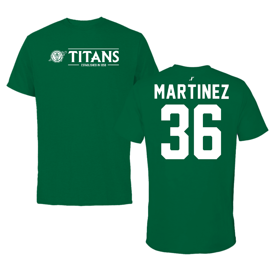 Illinois Wesleyan University Football Green General Performance Tee - #36 Yahir Martinez