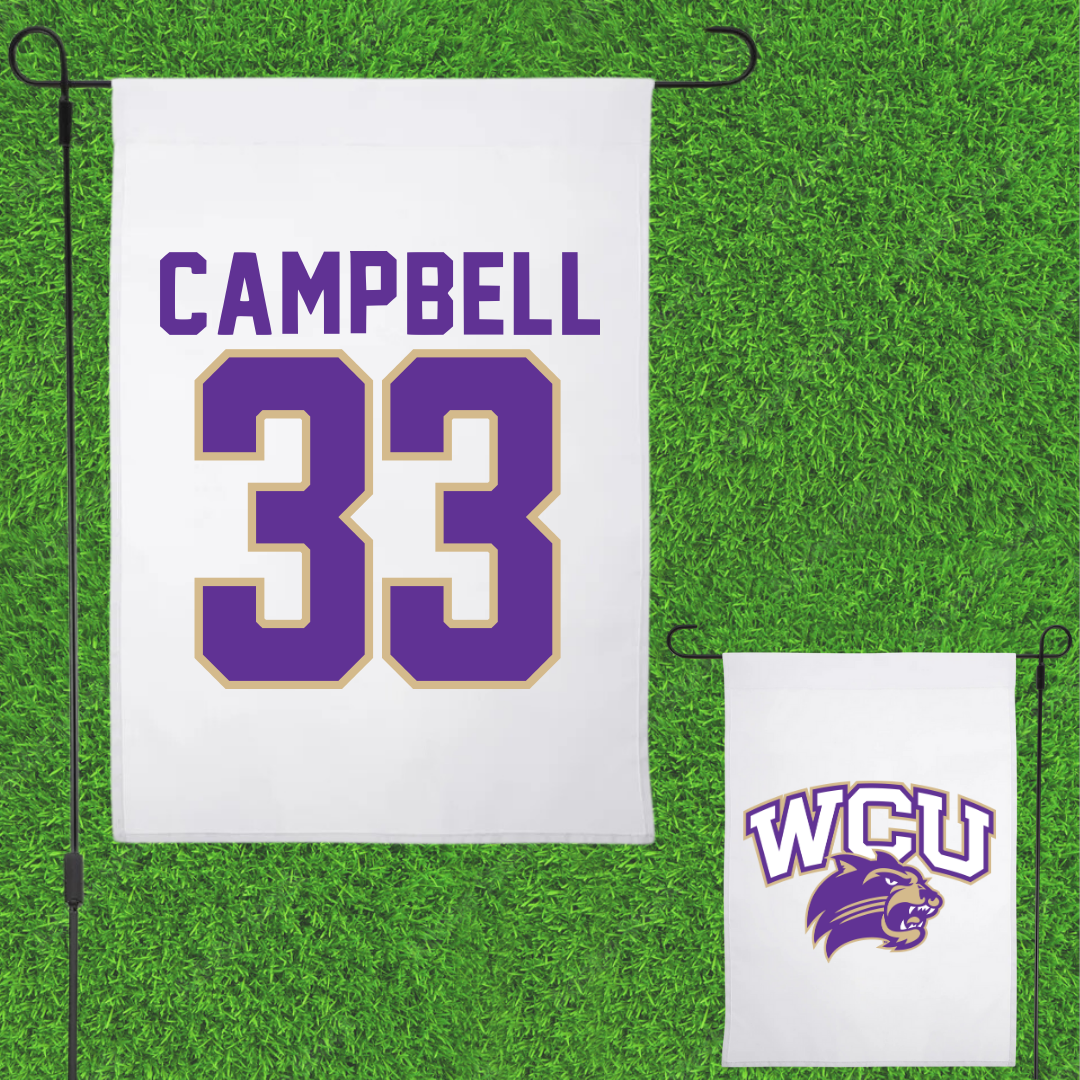 Western Carolina University Football White Garden Flag - #33 Lee Campbell