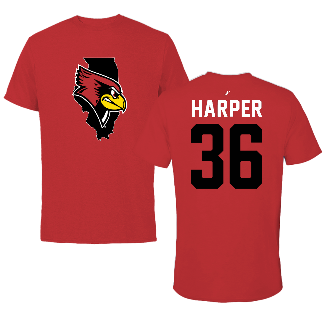Illinois State University Baseball Red State Performance Tee - #36 Thomas Harper