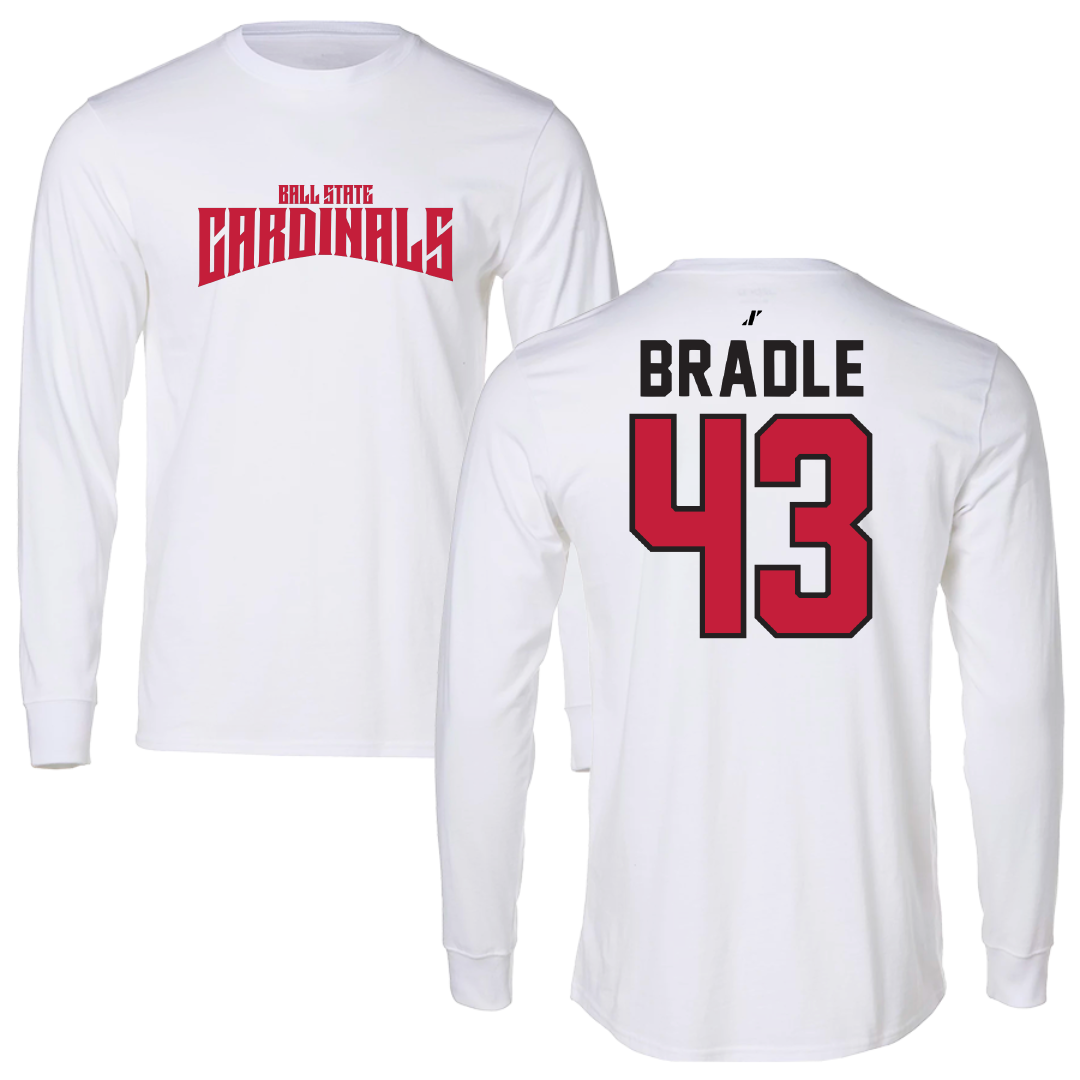 Ball State University Baseball White Classic Performance Long Sleeve - #43 Ty Bradle