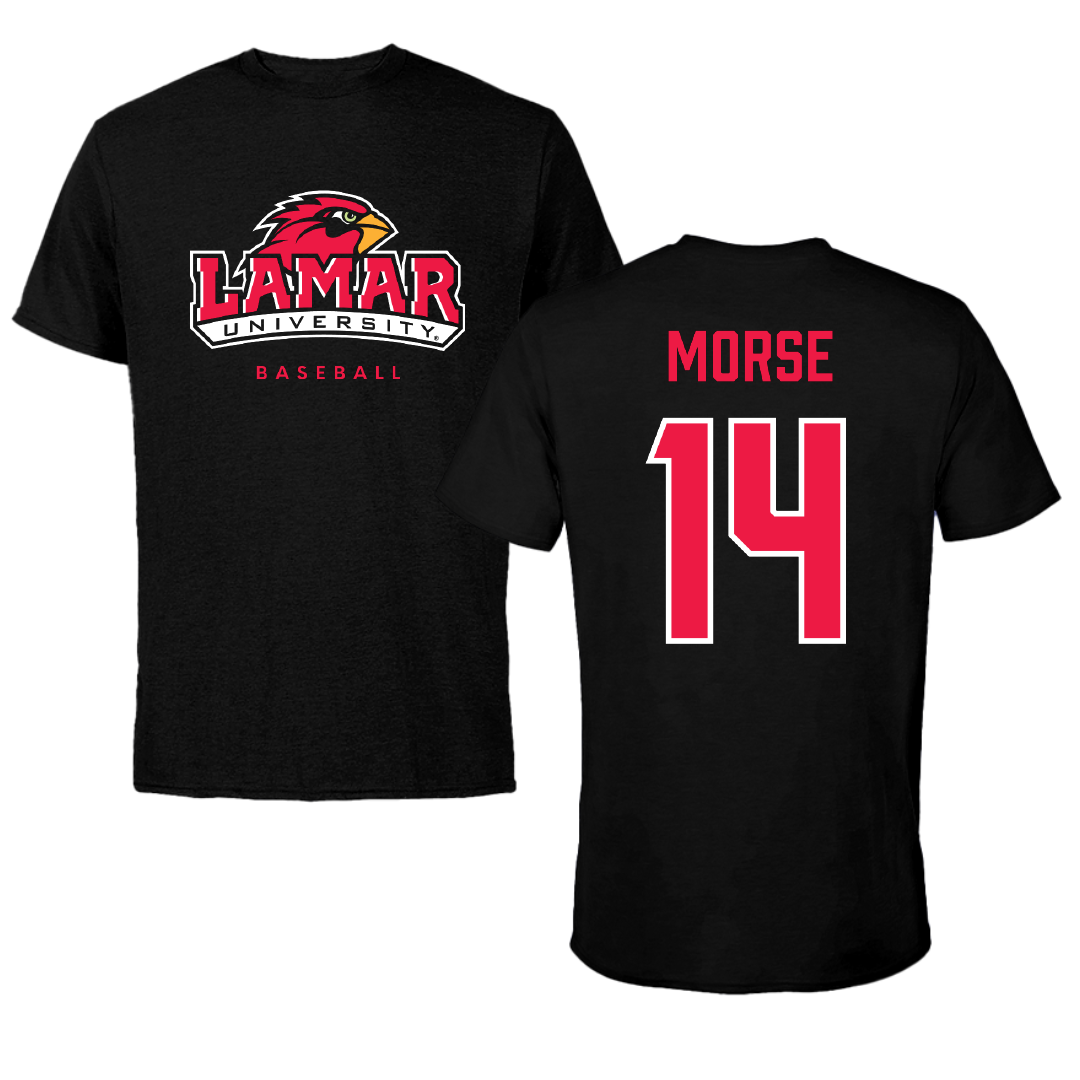 Lamar University Baseball Black Performance Tee - #14 Trhea Morse