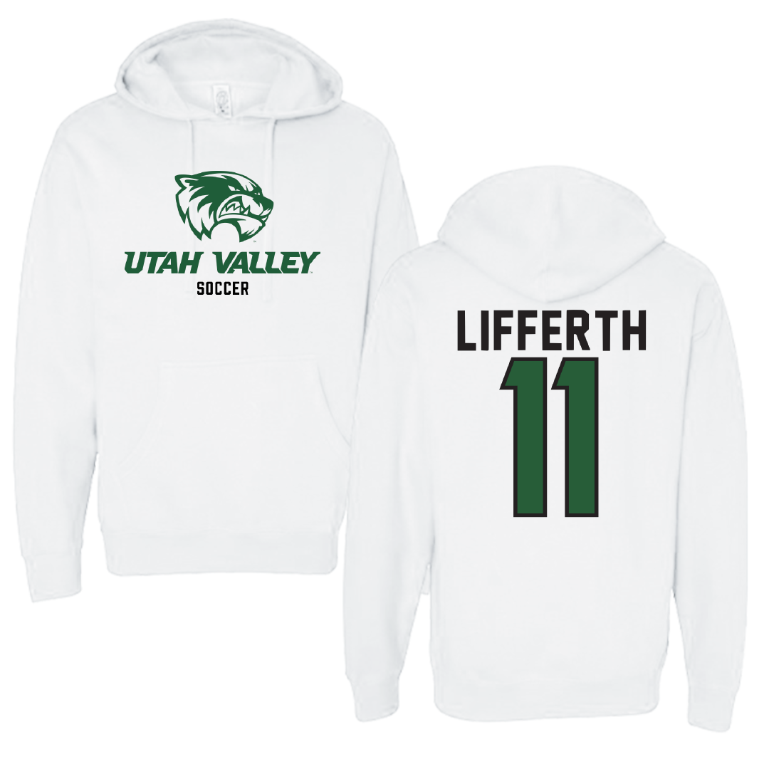 Utah Valley University Soccer White Classic Hoodie - #11 Zach Lifferth