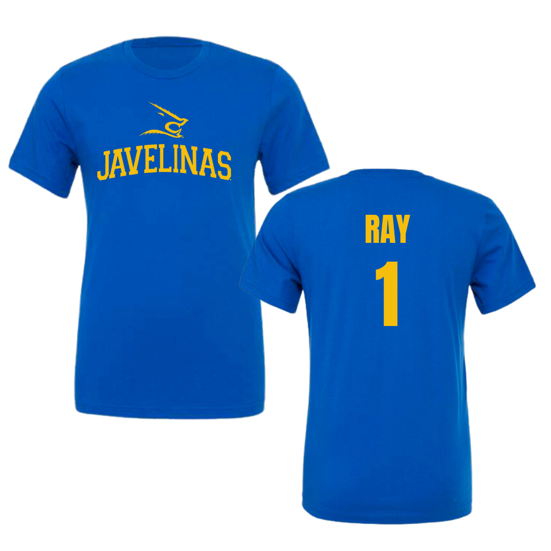 Texas A&M University-Kingsville Basketball Blue Tee - #1 Shelby Ray