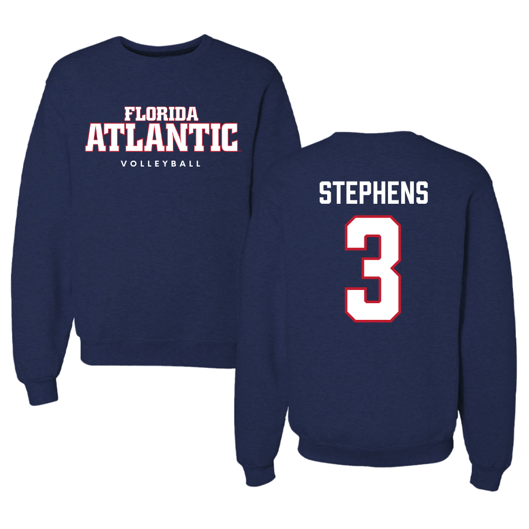 Florida Atlantic University Volleyball Navy Crewneck - #3 Nono Stephens