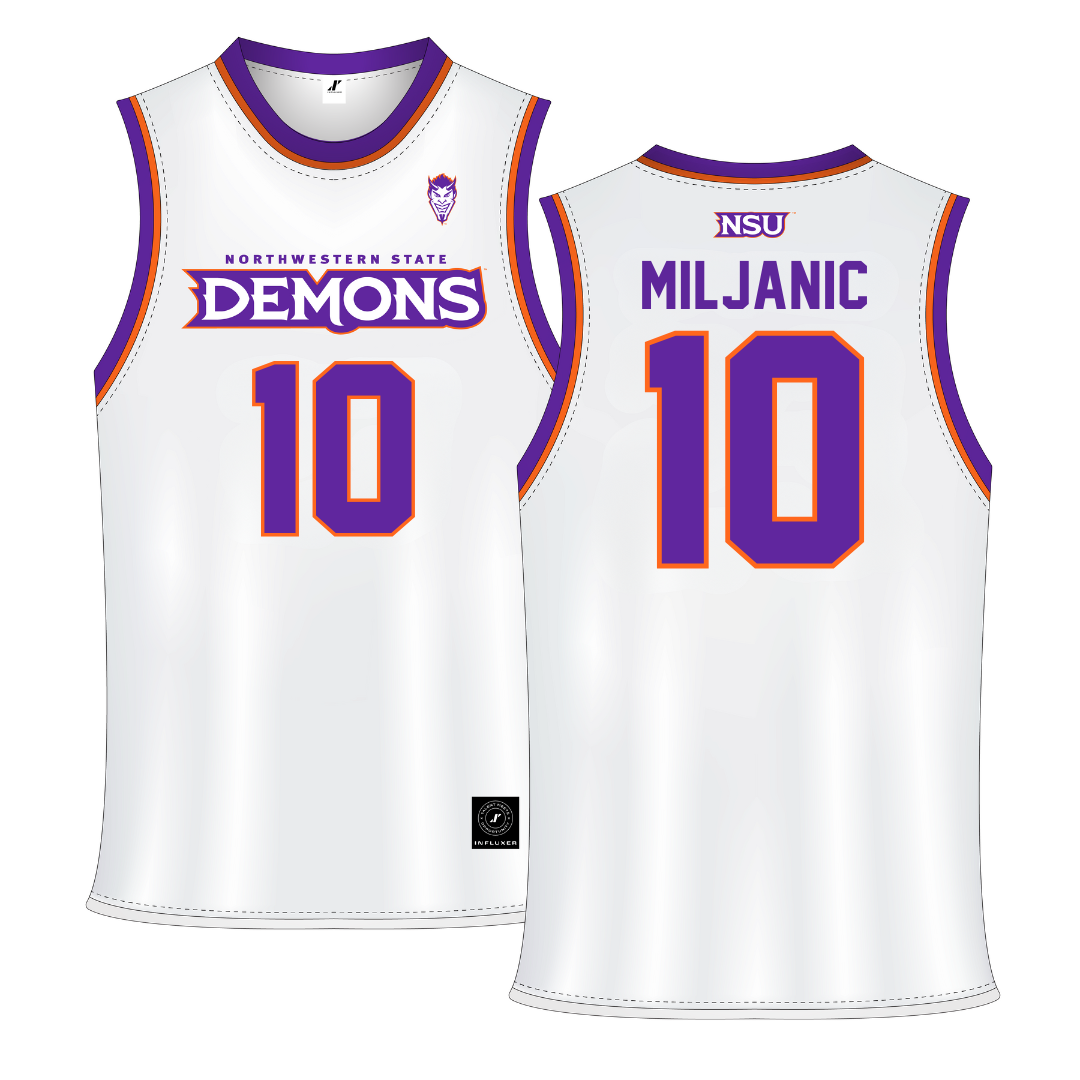 Northwestern State University White Basketball Jersey - #10 Ivona Miljanic