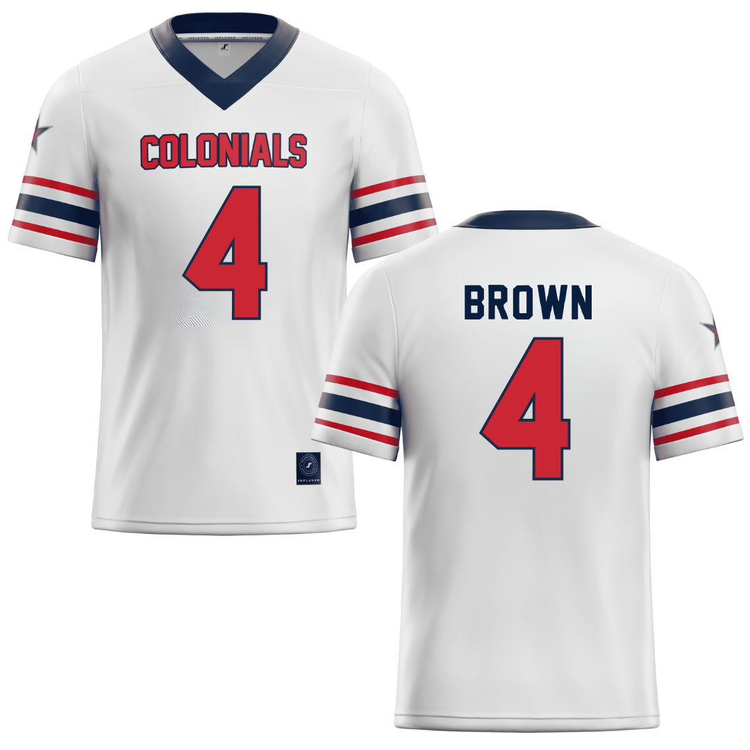 Robert Morris University White Football Jersey - #4 Tony Brown