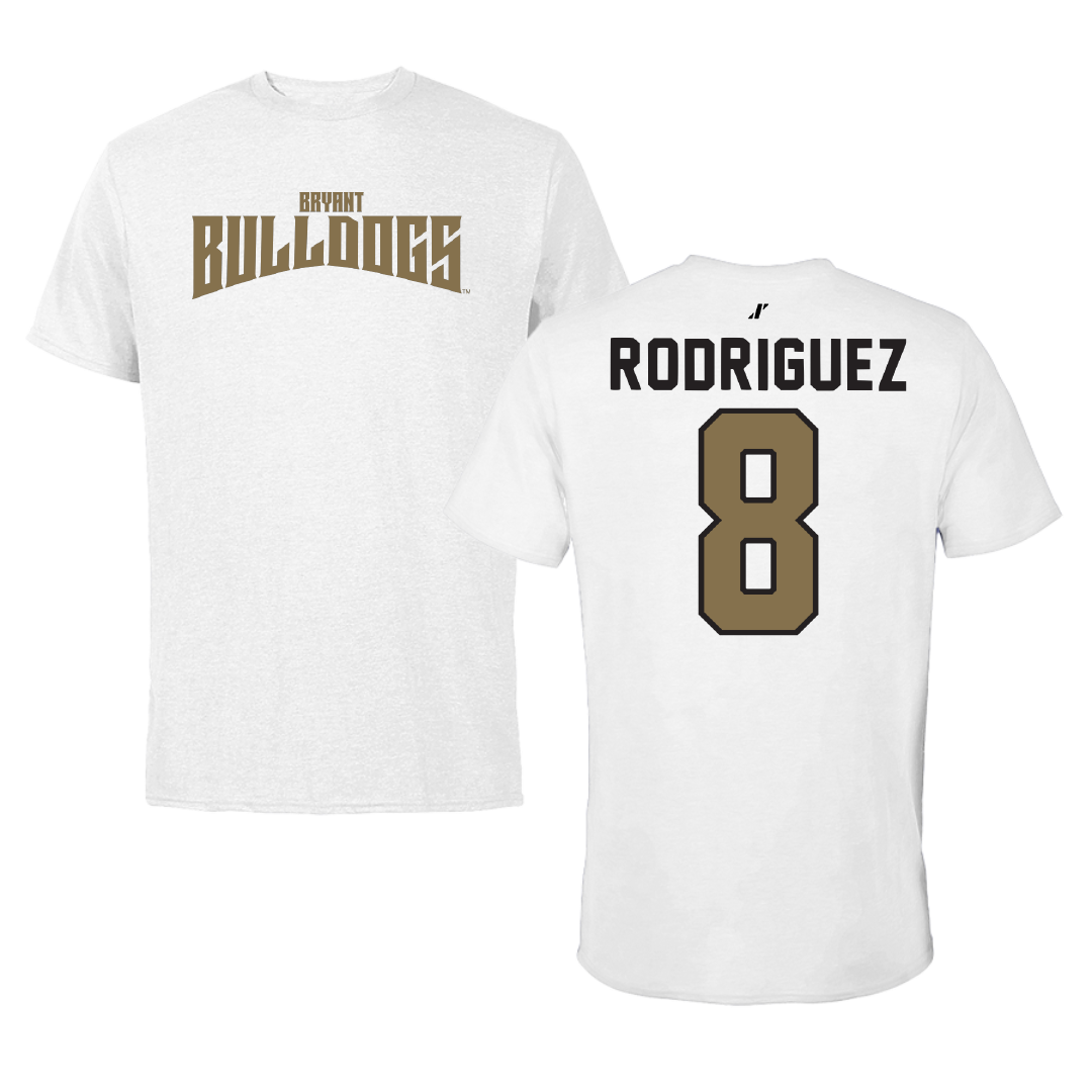 Bryant University Soccer White Classic Performance Tee - #8 Diego Rodriguez