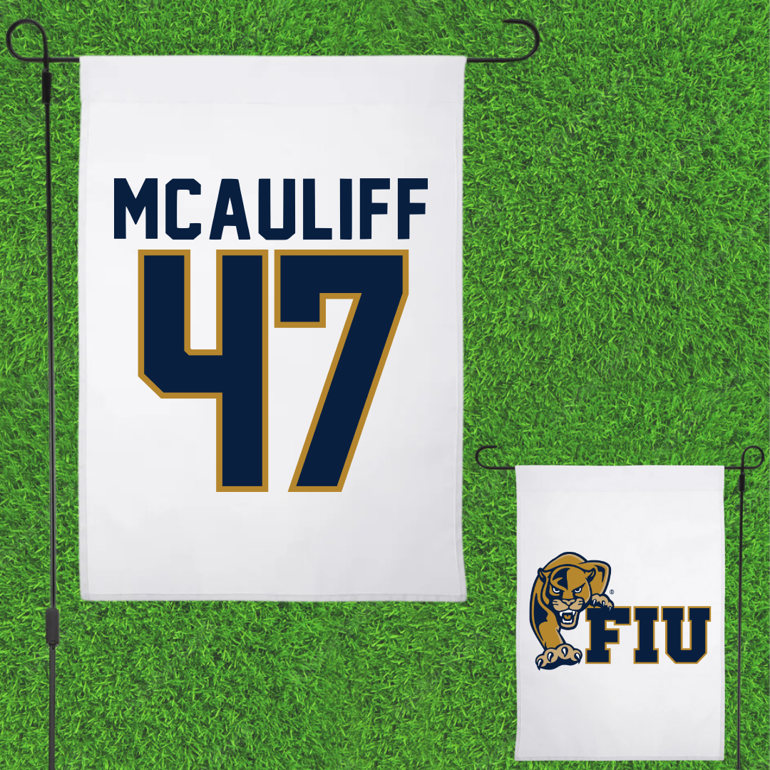 Florida International University Baseball White Garden Flag - #47 Daniel McAuliff