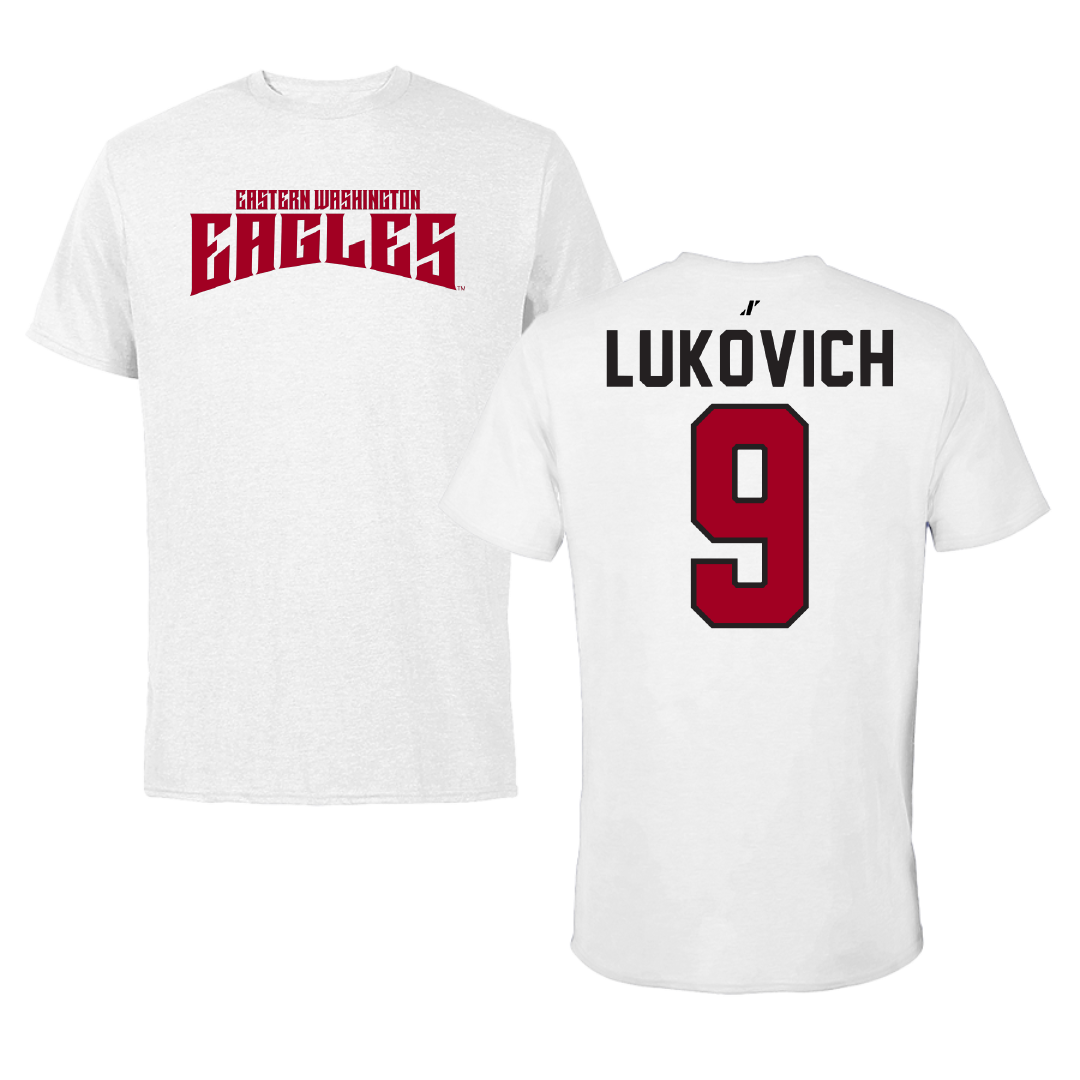 Eastern Washington University Volleyball White Classic Performance Tee - #9 Kalista Lukovich