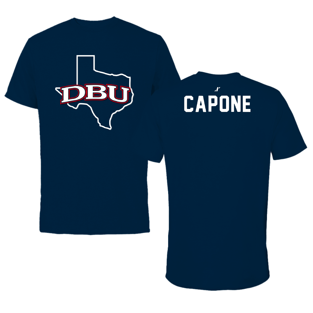 Dallas Baptist University Tennis Navy State Tee - Zach Capone