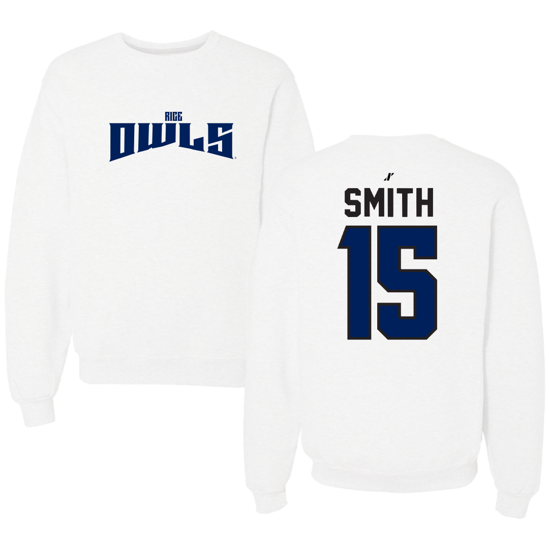 Rice University Baseball White Classic Crewneck - #15 Luke Smith