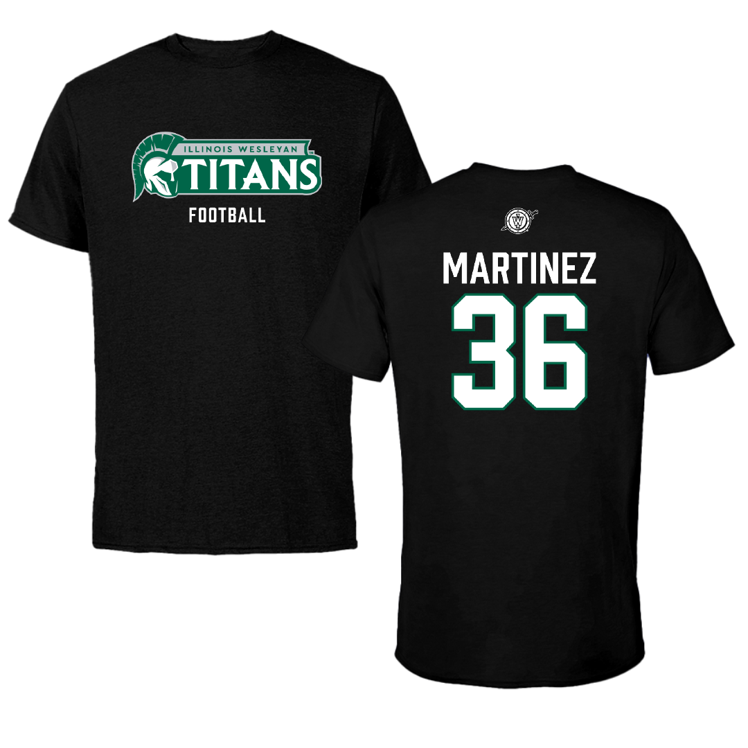 Illinois Wesleyan University Football Black Performance Tee - #36 Yahir Martinez