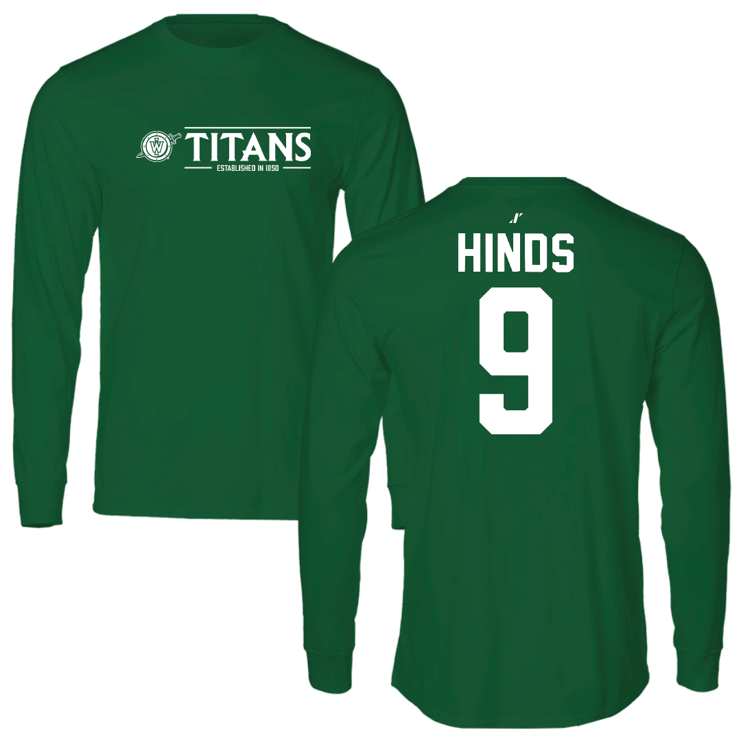 Illinois Wesleyan University Football Green General Long Sleeve - #9 Zach Hinds