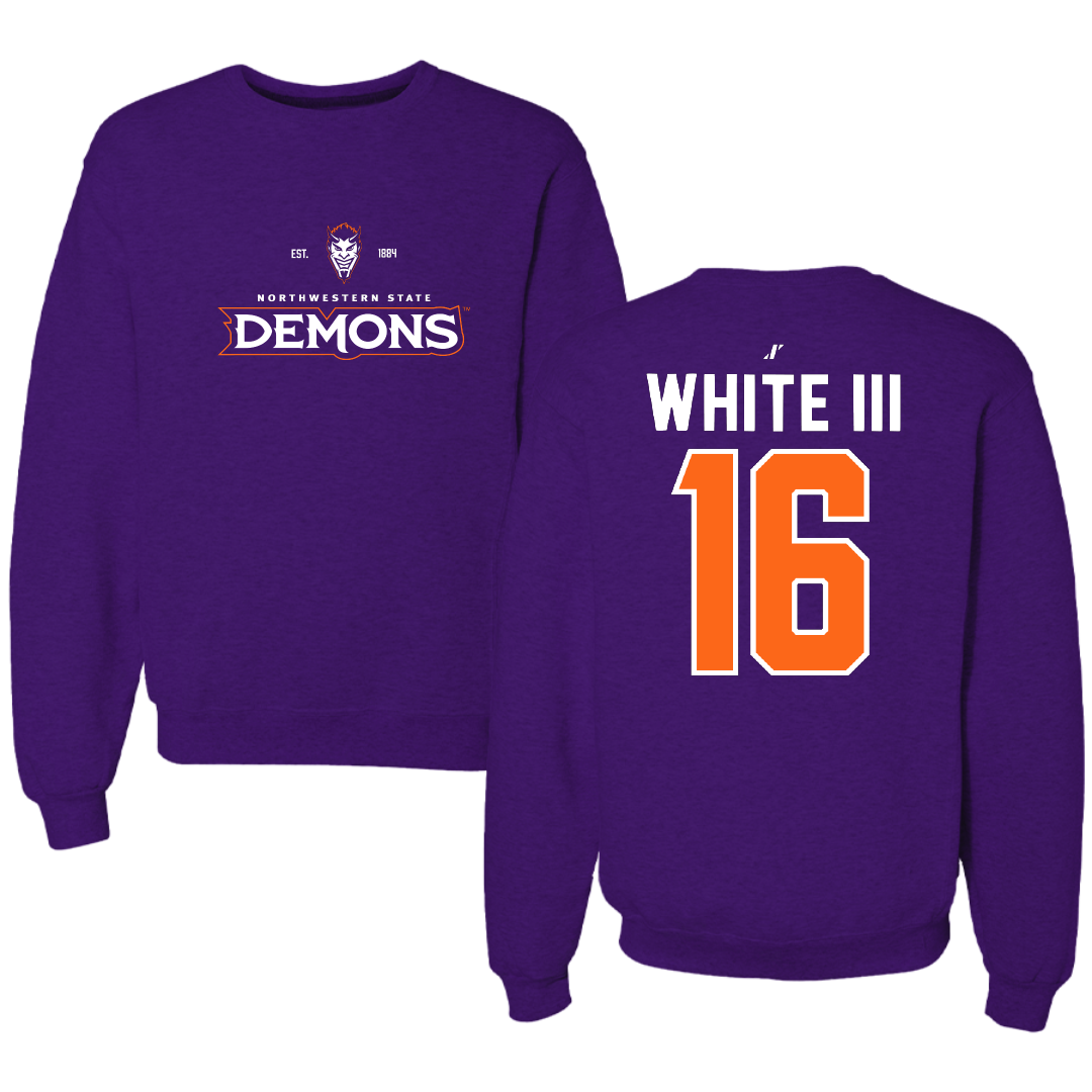 Northwestern State University Football Purple General Crewneck - #16 William White III