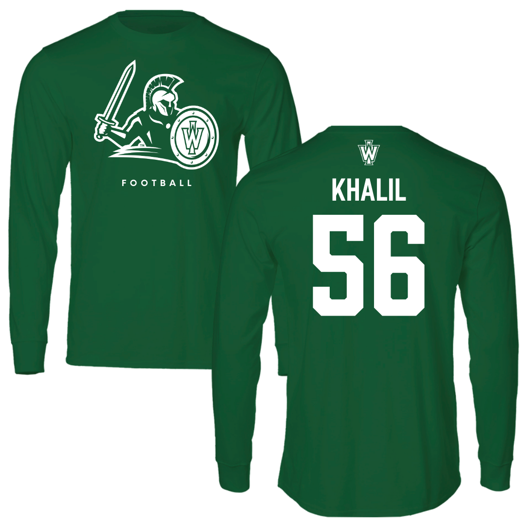 Illinois Wesleyan University Football Kelly Green Long Sleeve - #56 Mo Khalil