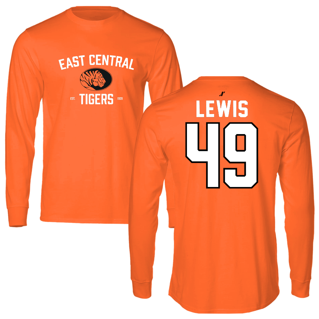 East Central University Football Orange General Long Sleeve - #49 Amajah Lewis